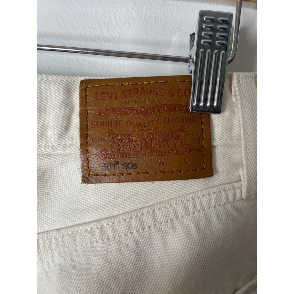 Levi's 501 90s Jeans Women 26 Cream Straight Leg Cotton Clean Girl Old Money - Picture 6 of 14